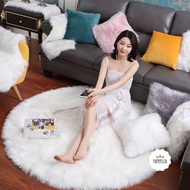 Korean Aesthetic Fur Round Carpet Long Fur Round Carpet Room Carpet 100cm