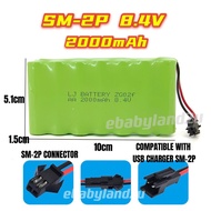 Bateri Kereta Kontrol 8.4V 2000mAh SM-2P RC Car Battery Remote Control Car Rechargeable Battery Toys