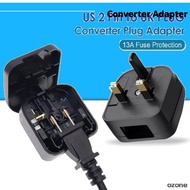US 2 Pin To 3 Pin UK Converter Plug Adapter With 13A Fuse Protection