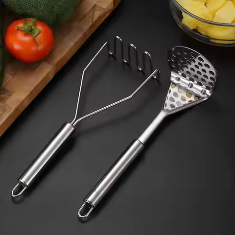 Stainless Steel Manual Potato Press Masher Baby Food Supplement Masher Wave-shaped Potato Press Kitc