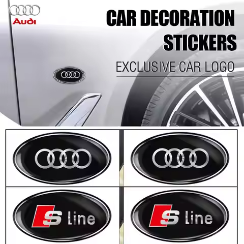 1pc 3D Oval Car Emblem Ellipse Logo Badge Decal Decorative Stickers For Audi Sline A3 A4 B8 8P B9 8V