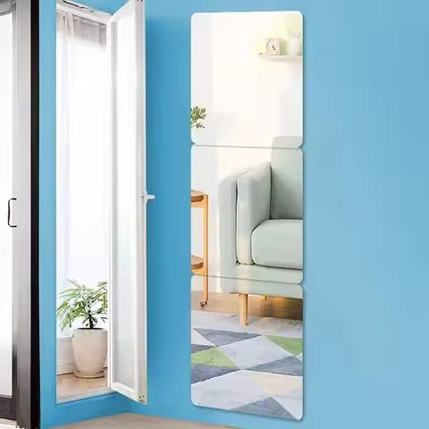 4pcs Acrylic Mirror Wall Stickers Self-adhesive Mirror Bathroom Decoration Student Dormitory Dressin