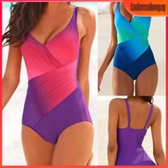 CVMAX Women Padded Swimsuit Gradient Swimwear Swimming Costume Plus Size Tummy Control Bikini One Pi