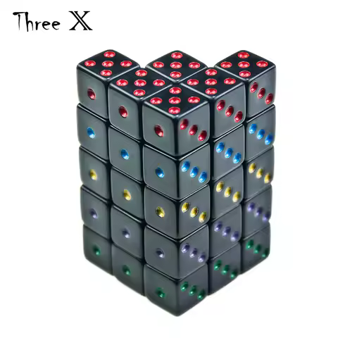 Black 6-Sided Games Dice Set, 16 mm Square Corner for Playing Games, Like Board Party Favors, Gifts