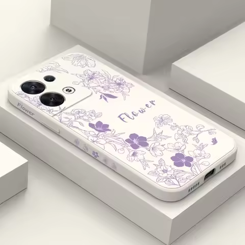 Purple Blossom Phone Case For OPPO Reno 12 11 12F 11F 10 8 8T 8Z 7 7Z 6 5 Pro 4G 5G Pro Plus Liquid 
