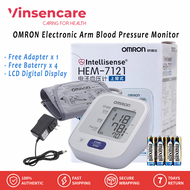 Vinsencare Electronic Arm Blood Pressure Monitor Device with Free Adapter Portable Omron HEM-7121 Automatic Blood Pressure Monitor with LCD Digital Household Upper Arm Blood Pressure Monitor Machine
