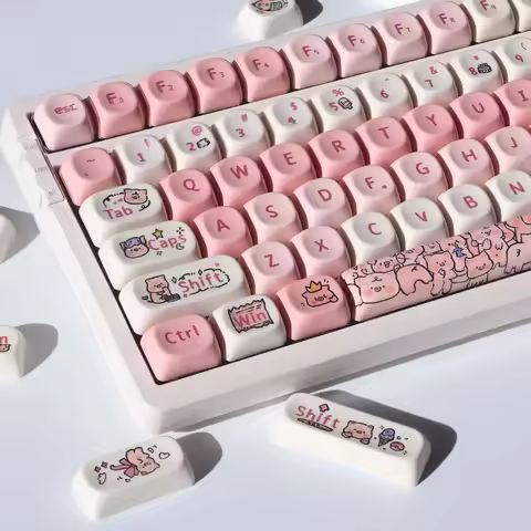 MOA Keycap Cute pink pig Keycap Gift 139 Keys PBT Keycap Diy Creative For 61/64/84/87/104/108 Mechan
