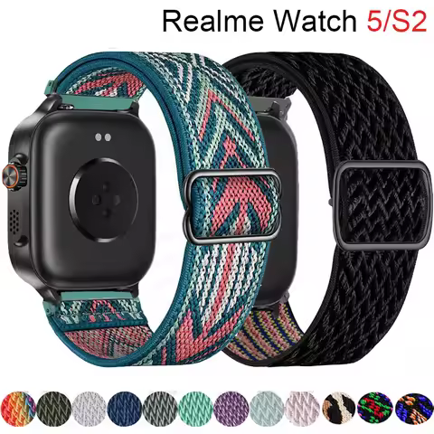 22mm watch straps for Realme Watch 5/S2 Adjustable Nylon Elastic Replacement Bracelet correa Realme 