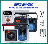 KUKU AM-270 AM/FM Radio AC 220V AM/FM 3 Band Radio world receiver