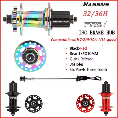 HASSNS Pro 7 36h Rear Hub Bearing 36Holes Freehub MTB Bike Four Palin 32H Rear Hub for 7-12 Speed No