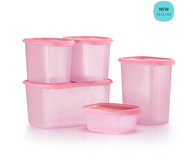 Tupperware One Touch Fresh Basic Set (5pcs) - Airtight storage containers - Pink Colour -  Pantry to Fridge Safe Containers