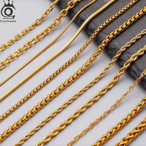 ORSA JEWELS Genuine 925 Sterling Silver Paperclip Chopin Rope Cuban Figaro Box Cable Chain Necklace 