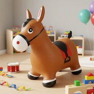 Bouncy Pals Brown ,,  Bouncy Pals Bouncy Pals Brown Inflatable Plush Hopping Horse untuk Kanak-Kanak