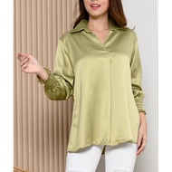 Blouse Wanita Bahan Satin Silk Premium Standar dan Jumbo Korean Style Terbaru 2023 LD 100-120cm