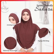 Tudung Sarung Butterfly Sahara Awning Moscrepe / Sara Awning Scuba Tudung Sarung Murah Tudung Sarung Labuh Saiz XL &amp; XXL