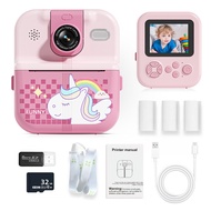 YMX P02 Kids Camera Instant Print, 48MP Digital Camera Selfie 1080P Video with 32G TF Card, Toy Gift
