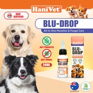 [KKM CERTIFIED] HaniVet Blu-Drop (30ml) Dog Skin Treatment - 9 in 1 Protection, Fungus, Fleas & Tick