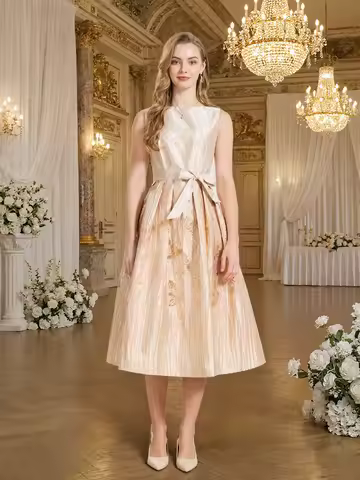 DEVCHATA Elaborate Luxury Party Dress Elegant Detailed Floral Work Perfect for Special Occasions