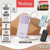【3C Certified】Yoobao PDL20 20000mAh Powerbank 22.5W Fast Charging Power Bank Built-In Cable Yoobao P