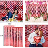 2pcs Love Heart Foil Curtain Valentine's Day Rain Tassel Curtain Rain Curtain Happy Valentine's Day 