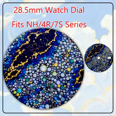 28.5mm 3D Pebble Pattern Watch Dial No Logo Non-Luminous NH35 NH36 4R35 4R36 NH34 Mod Parts 3.0/3.8 