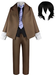 WanXiaoFeng Men Edogawa Ranpo Cosplay Ranpo Edogawa Costume Detective Uniform Cape Hat Wig Tie