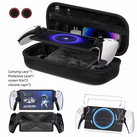 Carrying Case for PS Portal Hard Storage Bag Protective Cover Tempered Film Thumbstick Caps Game Acc