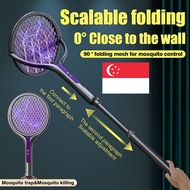 Foldable Electric Mosquito Killer Swatter Fly Racket Rotate Mosquito Swatter 2 in 1 Purple Light Tra