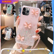 Casing iPhone 11Pro Max 12 Pro Max iPhone 10 XR X XS Max iPhone 6 6s 7 8 Plus SE 2020 Transparent 3D Butterfly Bling Glitter Crystal Lanyard Clear Soft TPU Phone Case