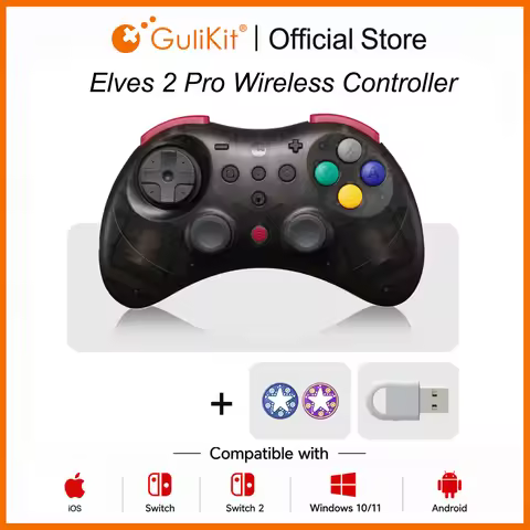 GuliKit Elves 2 Pro Wireless Gaming Controller for Switch 2 Windows Hall Joysticks with 1000Hz Gamep