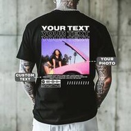 Customized Summer Men's T-Shirt With Printed Back Design, Upload Your Own Photos/Images/Selfies/Land