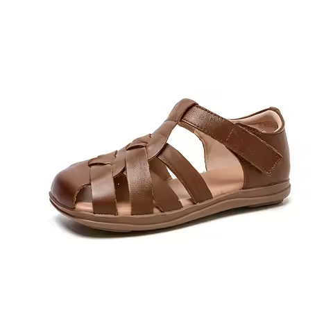New hollow fisherman sandals women's orthopedic shoes genuine leather closed toe caged T-strap sanda