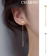 Long heart earrings BT151, Stainless titanium steel - Charmy