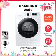 [𝐋𝐈𝐕𝐄] Samsung 8KG Inverter Heat Pump Dryer DV80TA220AE/FQ