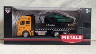 Mainan Anak Diecast Metal Mobil Truk Derek Towing Truck & Mobil Sedan Sport Car Set Isi 2