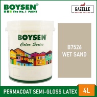 Boysen Permacoat Semi-Gloss Latex Wet Sand B7526 Acrylic Latex Paint - 4L Hbs