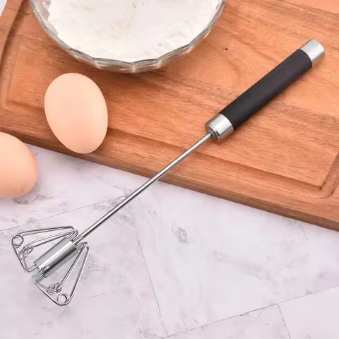 Rubber Semi-automatic Egg Beater Rotatable Stainless Steel Kitchen Mixer Manual Whisk Egg Beater Whi