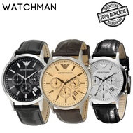 [SG] Emporio Armani AR2447/AR2432/ AR2433 Classic Chronograph Men’s Leather Watch (AR2447 Black / AR2432 White / AR2433 Brown)