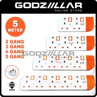 (SIRIM) 2M / 5M PEAK Portable Extension Extension Socket Multile Plug Trailing Socket Extension Plug