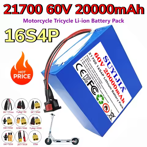 2026 NEW 60V 20Ah 21700 Lithium Ion Battery Pack 16S4P 20000mAh Electric Motorcycle with BMS 67.2V-3