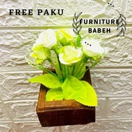 Furniture hiasan bunga artifisial bunga mawar mini bunga dekorasi rumah dan ruangan bunga rangkai estetik plastik pot goni