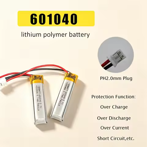 3.7V 200mah 601040 Lithium Polymer Ion Battery JST PH2.0mm Plug for TWS Bluetooth Headset Early Educ