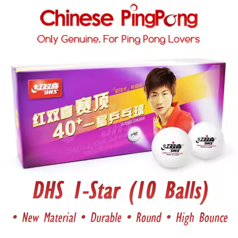 DHS D40+ Table Tennis Ball (10 Balls) 1-Star Durable ABS New Materila High Quality Training Ping Pon