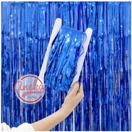 Dark blue foil curtain / blue bca backdrop / foil fringe curtain / party decoration background
