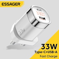 Essager 33W GaN USB C Charger Digital Display PD Fast Charging For iPhone 13 12 Max Pro iPad For Xiaomi Poco Samsung Charger