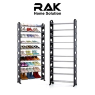RAK Rak Kasut 10 Tingkat Kualiti Premium Rak Kasut DIY 10 Tingkat (HITAM)