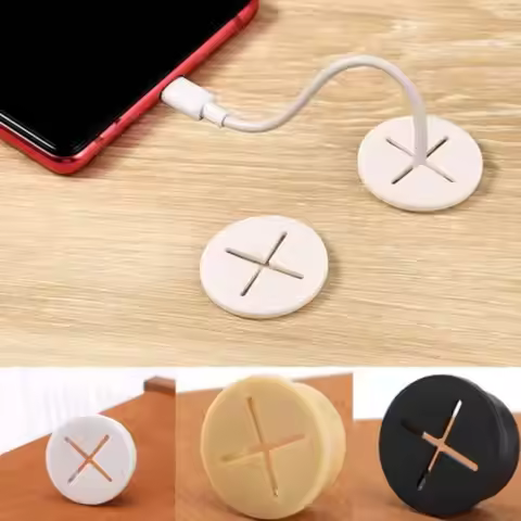 2pcs Flexible Silicone Cable Cord Grommets Rubber Grommets For Table Desktop Hole Cover TV Console A