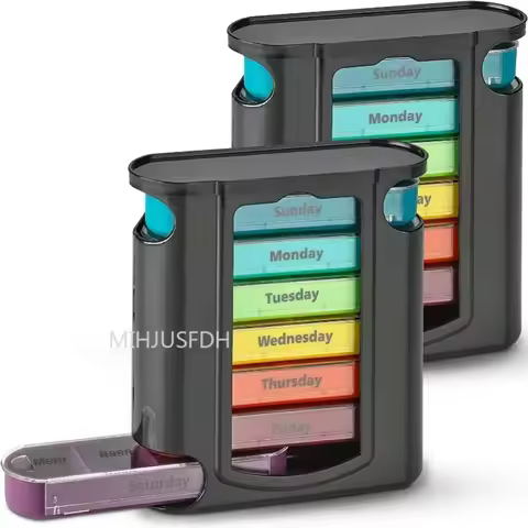 7 Days Medicine Medical Pill Box 28 Grids Weekly Pill Case Storage Box Travel Medicine Box Holder Ta