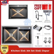 NANO Sink Bowl 304 Stainless Steel Kitchen Double Single Bowl Basin Sink Nano Stainless Steel Seamle