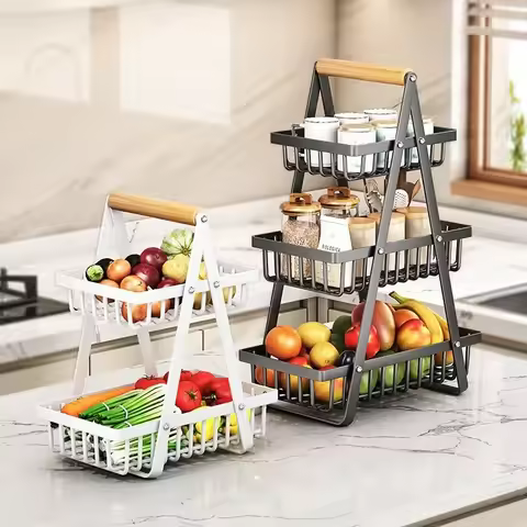 2/3 Tiers Countertop Fruit Basket,Portable Fruit Bowle Basket Kitchen Organizer Storage & Dining Roo